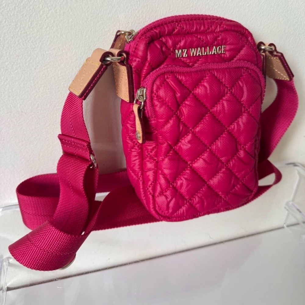 NWOT MZ Wallace Fuchsia Quilted Nylon Crossbody Phone Pouch/Bag
